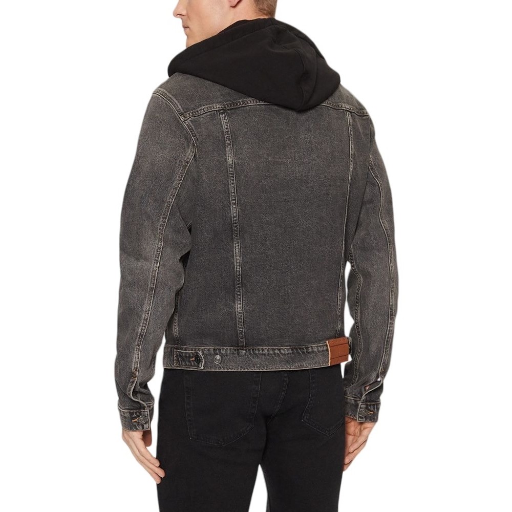 CALVIN KLEIN JEANS HOODED RYAN RGL TRCKR JKT ΜΠΟΥΦΑΝ ΑΝΔΡΙΚΟ BLACK DENIM