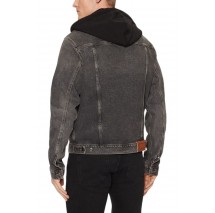 CALVIN KLEIN JEANS HOODED RYAN RGL TRCKR JKT ΜΠΟΥΦΑΝ ΑΝΔΡΙΚΟ BLACK DENIM