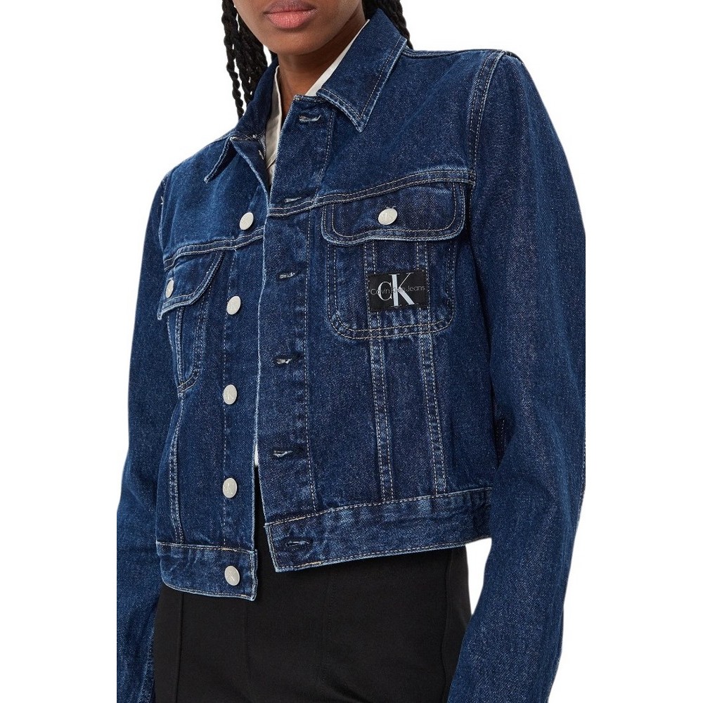 CALVIN KLEIN JEANS CROPPED 90\'S DENIM JACKET ΜΠΟΥΦΑΝ ΓΥΝΑΙΚΕΙΟ BLUΕ DENIM