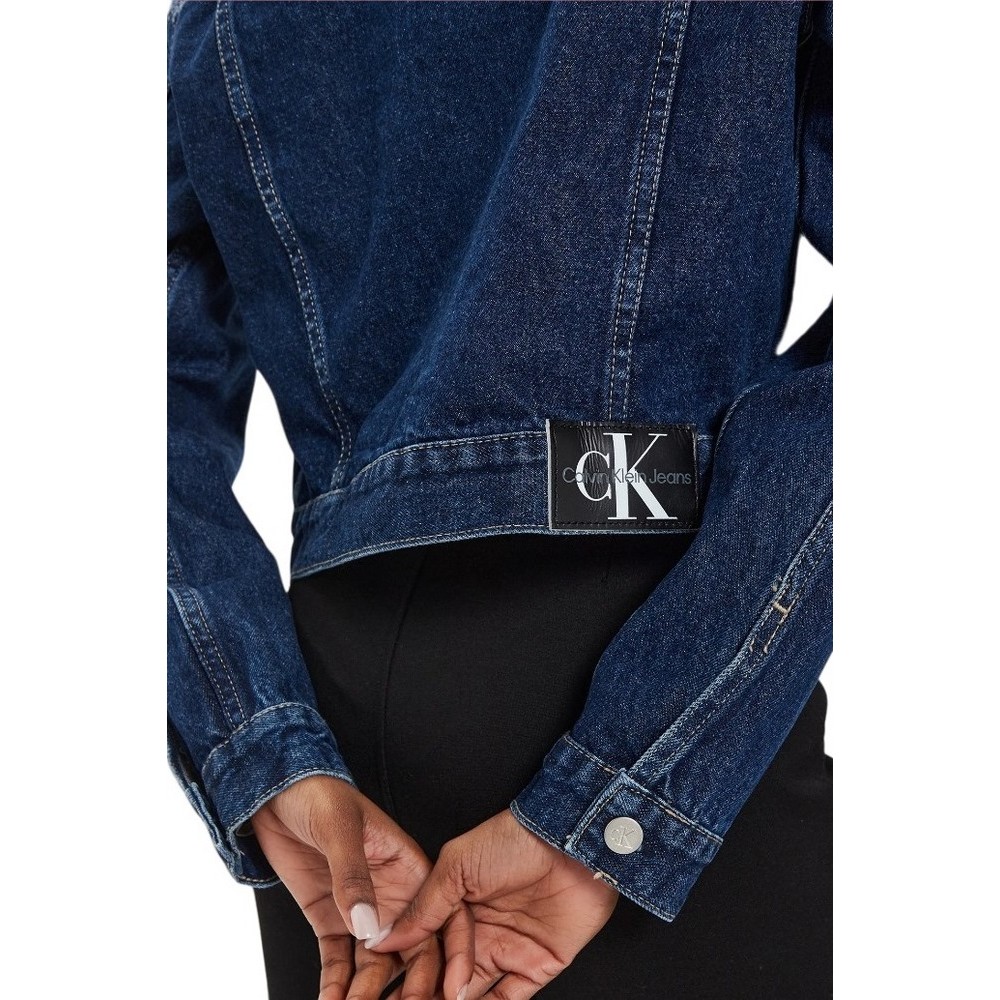 CALVIN KLEIN JEANS CROPPED 90\'S DENIM JACKET ΜΠΟΥΦΑΝ ΓΥΝΑΙΚΕΙΟ BLUΕ DENIM