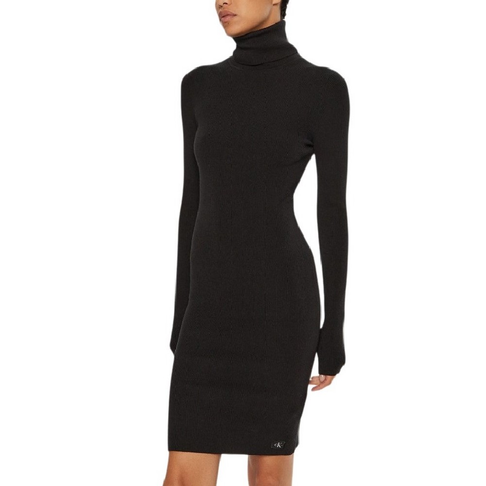 CALVIN KLEIN JEANS WOVEN LABEL TIGHT SWEATER DRESS ΦΟΡΕΜΑ ΓΥΝΑΙΚΕΙΟ BLACK