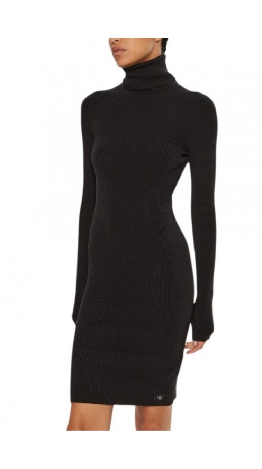 CALVIN KLEIN JEANS WOVEN LABEL TIGHT SWEATER DRESS ΦΟΡΕΜΑ ΓΥΝΑΙΚΕΙΟ BLACK