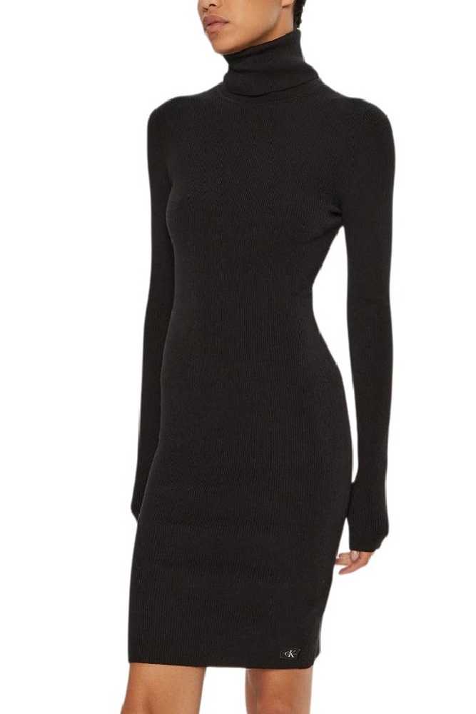 CALVIN KLEIN JEANS WOVEN LABEL TIGHT SWEATER DRESS ΦΟΡΕΜΑ ΓΥΝΑΙΚΕΙΟ BLACK