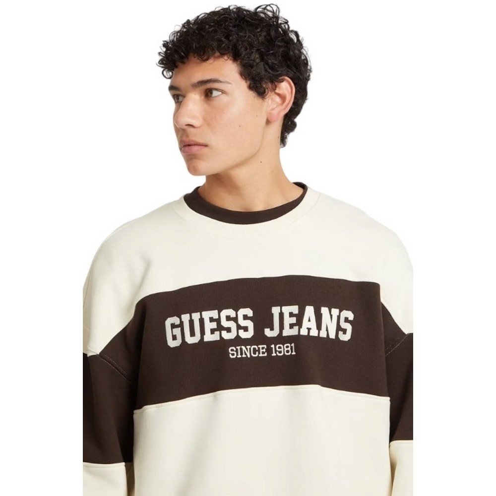 GUESS JEANS CN OS HORIZONT ST ΜΠΛΟΥΖΑ ΦΟΥΤΕΡ ΑΝΔΡΙΚΗ OFF WHITE