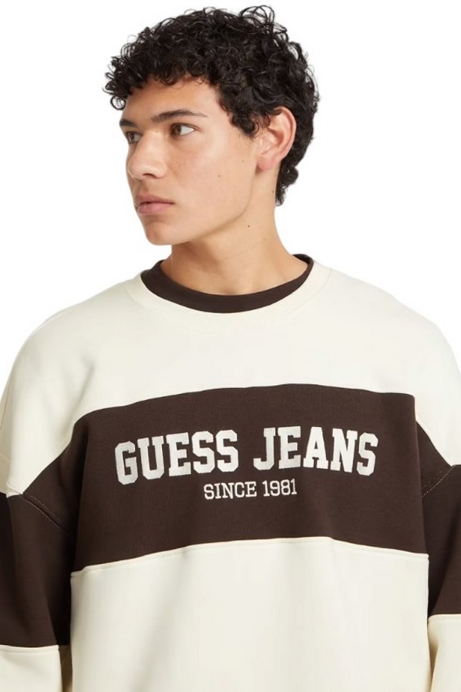 GUESS JEANS CN OS HORIZONT ST ΜΠΛΟΥΖΑ ΦΟΥΤΕΡ ΑΝΔΡΙΚΗ OFF WHITE