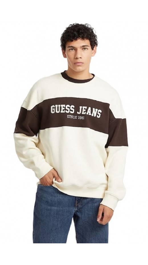 GUESS JEANS CN OS HORIZONT ST ΜΠΛΟΥΖΑ ΦΟΥΤΕΡ ΑΝΔΡΙΚΗ OFF WHITE