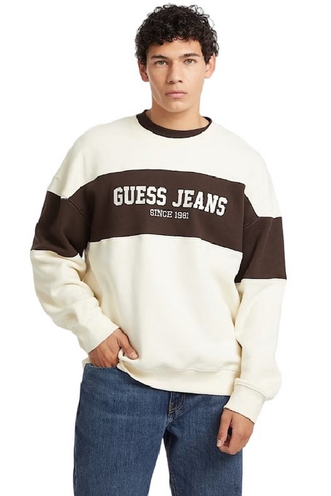 GUESS JEANS CN OS HORIZONT ST ΜΠΛΟΥΖΑ ΦΟΥΤΕΡ ΑΝΔΡΙΚΗ OFF WHITE