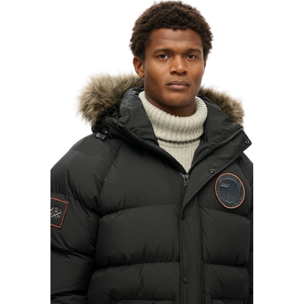 SUPERDRY D3 OVIN EVEREST LONGLINE BAFFLED PARKA ΜΠΟΥΦΑΝ ΑΝΔΡΙΚΟ BLACK