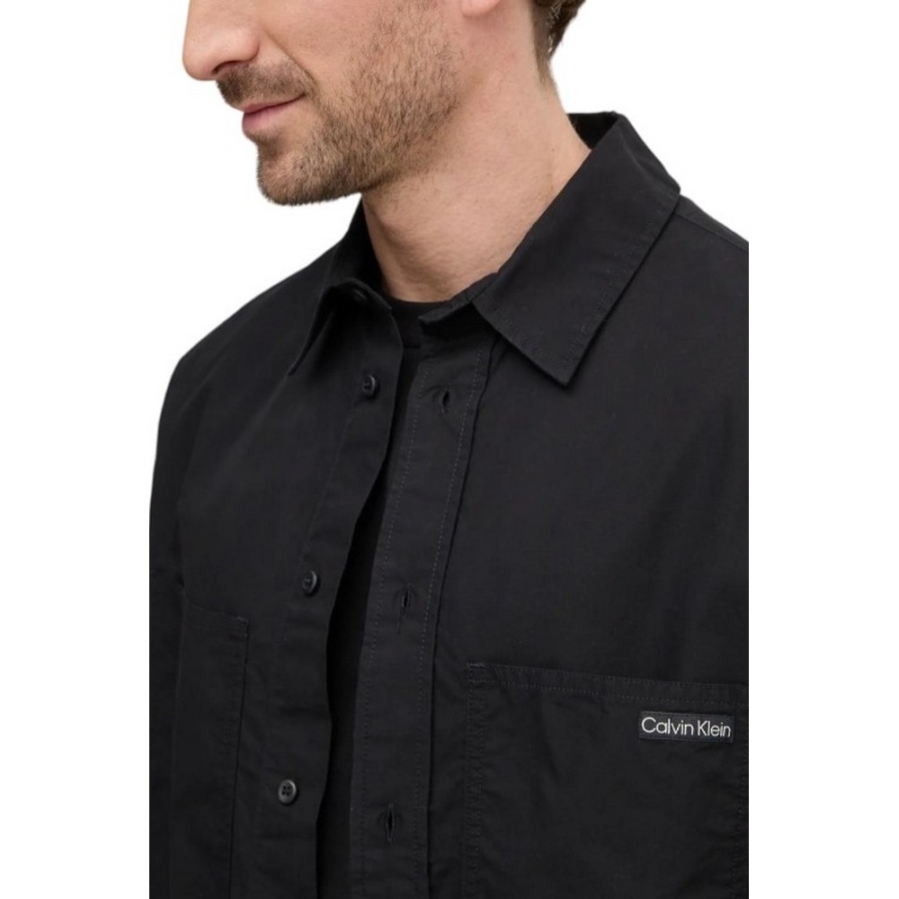 CALVIN KLEIN JEANS COTTON POPLIN RELAXED SHIRT ΠΟΥΚΑΜΙΣΟ ΑΝΔΡΙΚΟ BLACK