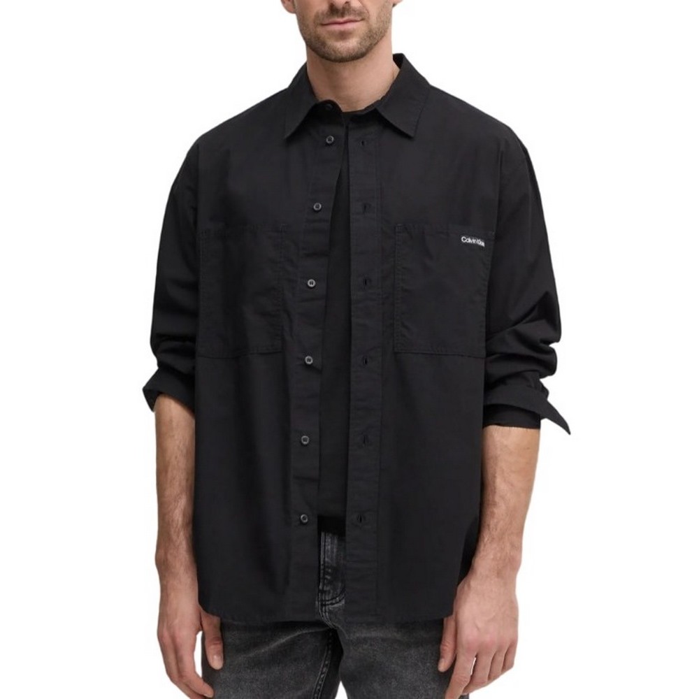 CALVIN KLEIN JEANS COTTON POPLIN RELAXED SHIRT ΠΟΥΚΑΜΙΣΟ ΑΝΔΡΙΚΟ BLACK