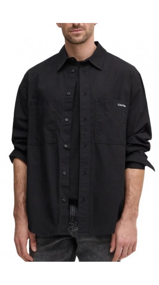 CALVIN KLEIN JEANS COTTON POPLIN RELAXED SHIRT ΠΟΥΚΑΜΙΣΟ ΑΝΔΡΙΚΟ BLACK