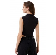 CALVIN KLEIN JEANS  TAB RIB MOCK NECK TANK ΤΟΠ ΓΥΝΑΙΚΕΙΟ BLACK