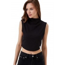 CALVIN KLEIN JEANS  TAB RIB MOCK NECK TANK ΤΟΠ ΓΥΝΑΙΚΕΙΟ BLACK