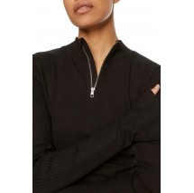 CALVIN KLEIN JEANS RIB HALF ZIP LS DRESS ΦΟΡΕΜΑ ΓΥΝΑΙΚΕΙΟ BLACK