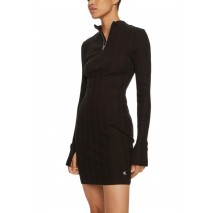 CALVIN KLEIN JEANS RIB HALF ZIP LS DRESS ΦΟΡΕΜΑ ΓΥΝΑΙΚΕΙΟ BLACK