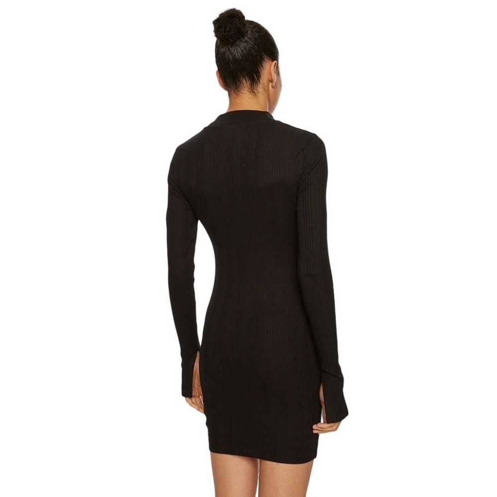 CALVIN KLEIN JEANS RIB HALF ZIP LS DRESS ΦΟΡΕΜΑ ΓΥΝΑΙΚΕΙΟ BLACK