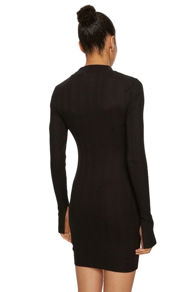 CALVIN KLEIN JEANS RIB HALF ZIP LS DRESS ΦΟΡΕΜΑ ΓΥΝΑΙΚΕΙΟ BLACK