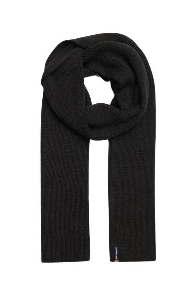 SUPERDRY D3 SDNA ESSENTIAL LOGO KNITTED SCARF ΚΑΣΚΟΛ ΓΥΝΑΙΚΕΙΟ BLACK