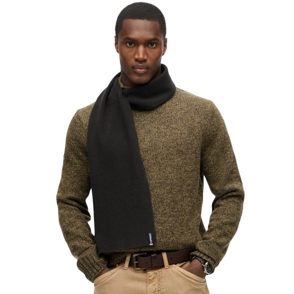 SUPERDRY D3 SDNA ESSENTIAL LOGO KNITTED SCARF ΚΑΣΚΟΛ ΓΥΝΑΙΚΕΙΟ BLACK