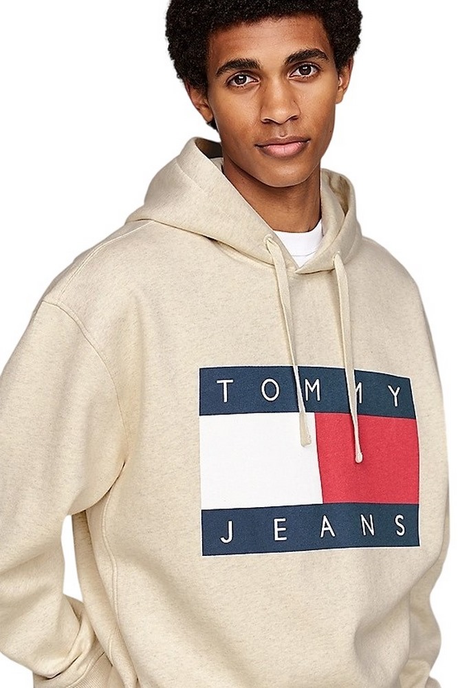 TOMMY HILFIGER RLX MELANGE FLAG HOODIE ΜΠΛΟΥΖΑ ΦΟΥΤΕΡ ΑΝΔΡΙΚΗ ECRU