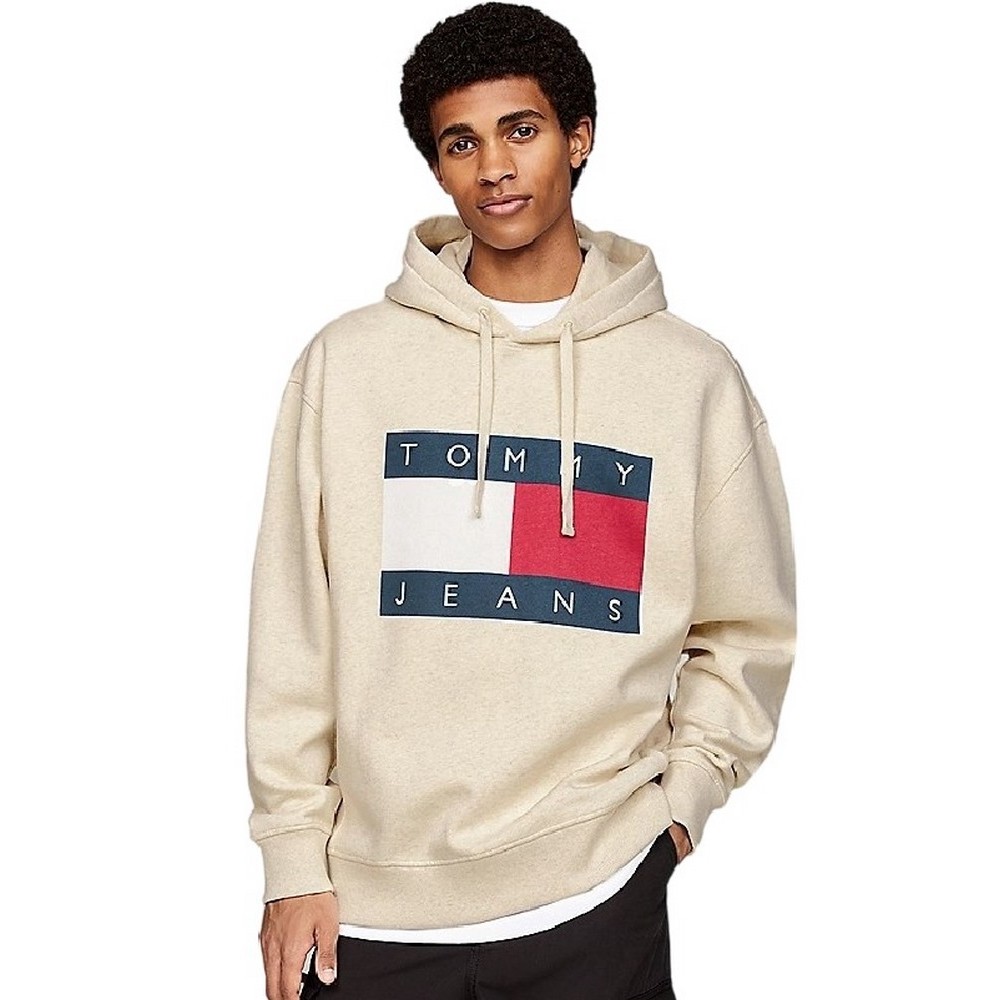 TOMMY HILFIGER RLX MELANGE FLAG HOODIE ΜΠΛΟΥΖΑ ΦΟΥΤΕΡ ΑΝΔΡΙΚΗ ECRU