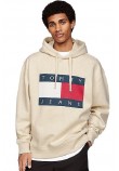 TOMMY JEANS RLX MELANGE FLAG HOODIE ΜΠΛΟΥΖΑ ΦΟΥΤΕΡ ΑΝΔΡΙΚΗ ECRU