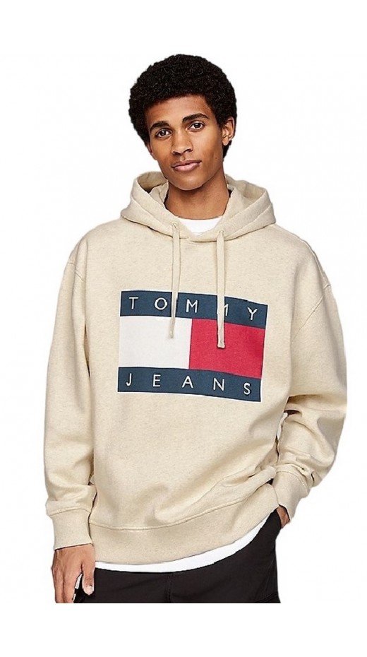 TOMMY JEANS RLX MELANGE FLAG HOODIE ΜΠΛΟΥΖΑ ΦΟΥΤΕΡ ΑΝΔΡΙΚΗ ECRU