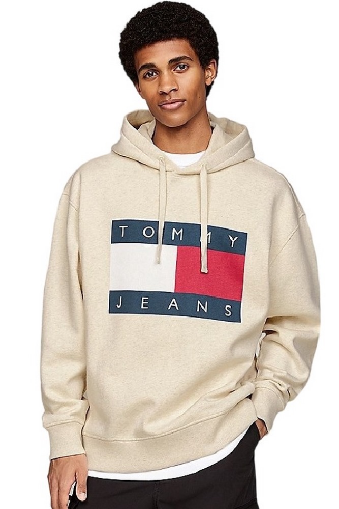 TOMMY HILFIGER RLX MELANGE FLAG HOODIE ΜΠΛΟΥΖΑ ΦΟΥΤΕΡ ΑΝΔΡΙΚΗ ECRU