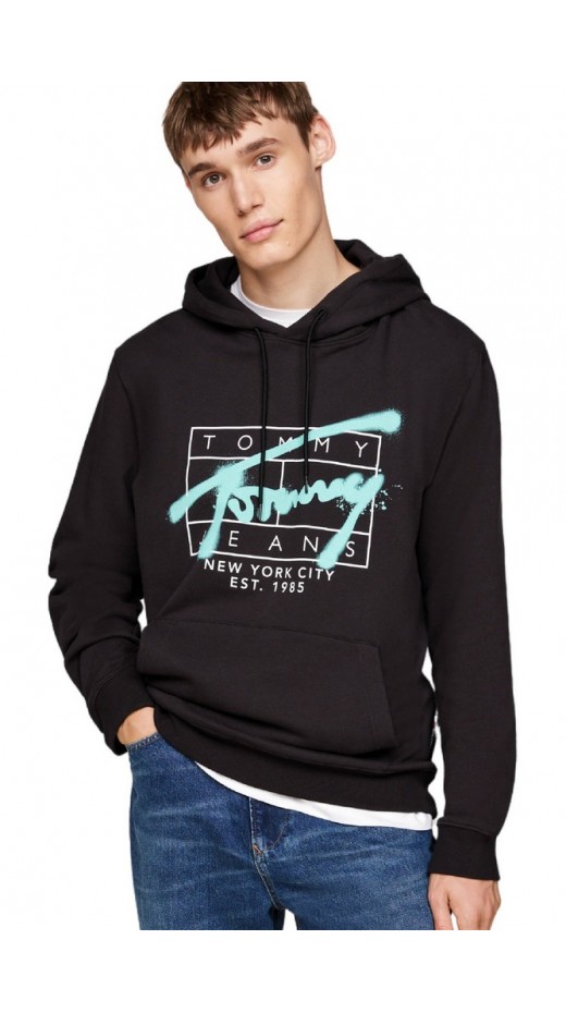 TOMMY JEANS REG SPRAY HOODIE ΜΠΛΟΥΖΑ ΦΟΥΤΕΡ ΑΝΔΡΙΚΗ BLACK