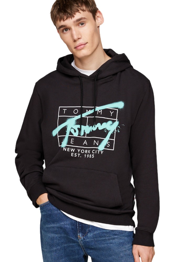 TOMMY JEANS REG SPRAY HOODIE ΜΠΛΟΥΖΑ ΦΟΥΤΕΡ ΑΝΔΡΙΚΗ BLACK