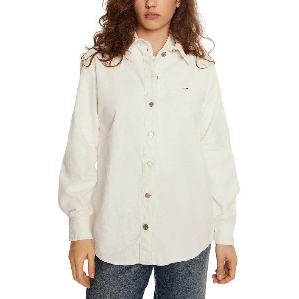 TOMMY JEANS FINE CORD OVERSHIRT ΠΟΥΚΑΜΙΣΟ ΓΥΝΑΙΚΕΙΟ WHITE