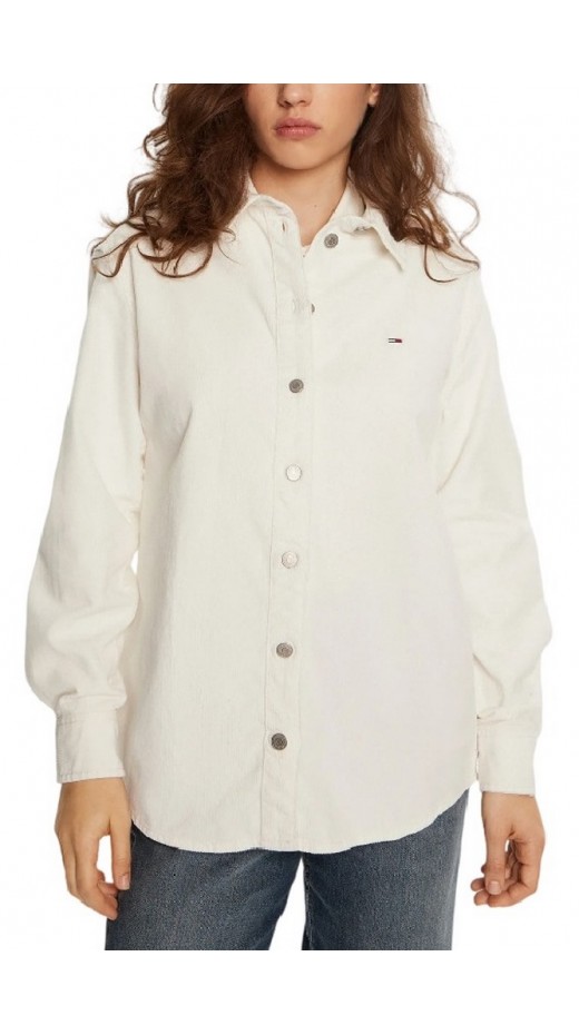 TOMMY JEANS FINE CORD OVERSHIRT ΠΟΥΚΑΜΙΣΟ ΓΥΝΑΙΚΕΙΟ WHITE