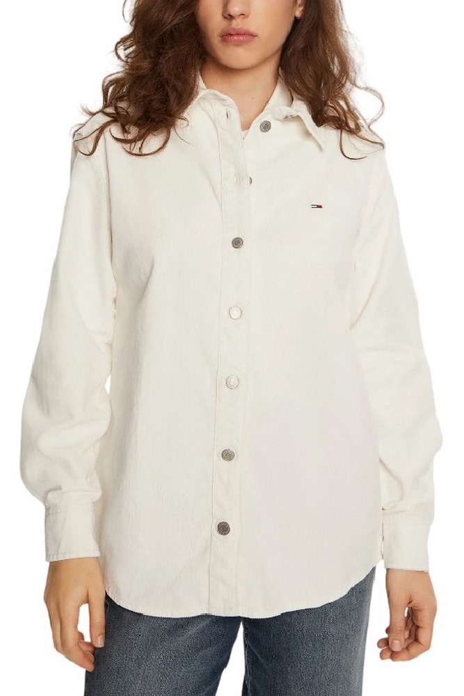 TOMMY JEANS FINE CORD OVERSHIRT ΠΟΥΚΑΜΙΣΟ ΓΥΝΑΙΚΕΙΟ WHITE