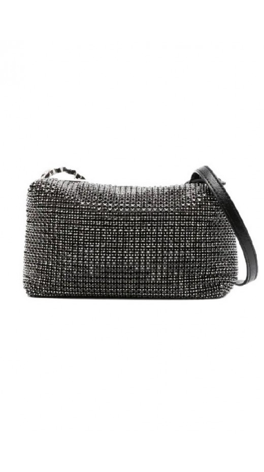 LIU JO SERA RHINESTONE EMBELLISHED SHOULDER BAG AF4305E0507 ΤΣΑΝΤΑ ΓΥΝΑΙΚΕΙΑ BLACK