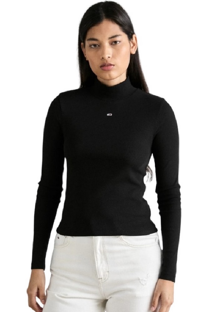 TOMMY HILFIGER TJW ESSENTIAL MOCK NECK ΜΠΛΟΥΖΑ ΓΥΝΑΙΚΕΙΑ BLACK