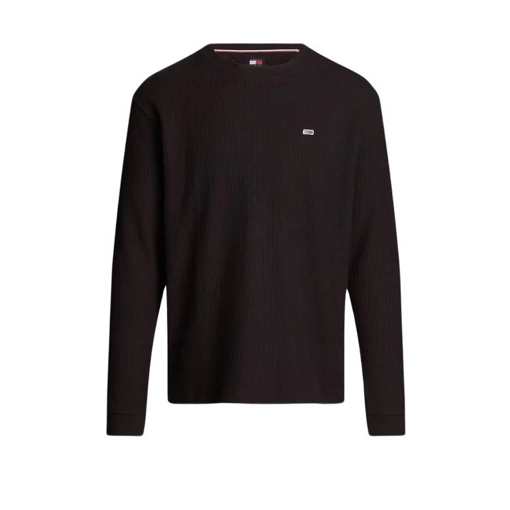 TOMMY HILFIGER REG WAFFLE L/S TEE ΜΠΛΟΥΖΑ ΑΝΔΡΙΚΗ BLACK