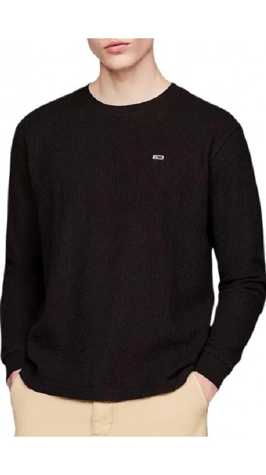 TOMMY HILFIGER REG WAFFLE L/S TEE ΜΠΛΟΥΖΑ ΑΝΔΡΙΚΗ BLACK