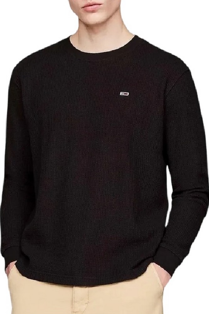 TOMMY HILFIGER REG WAFFLE L/S TEE ΜΠΛΟΥΖΑ ΑΝΔΡΙΚΗ BLACK