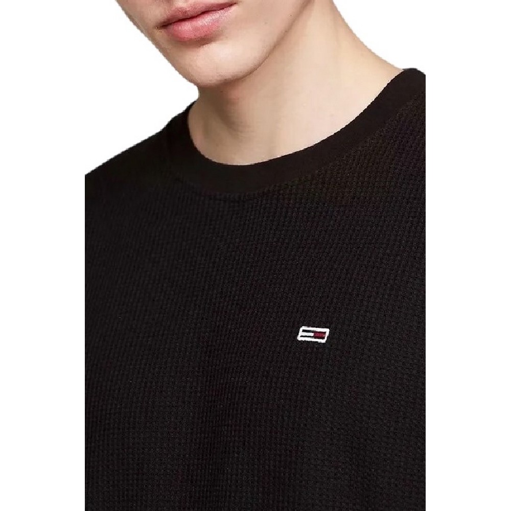 TOMMY HILFIGER REG WAFFLE L/S TEE ΜΠΛΟΥΖΑ ΑΝΔΡΙΚΗ BLACK