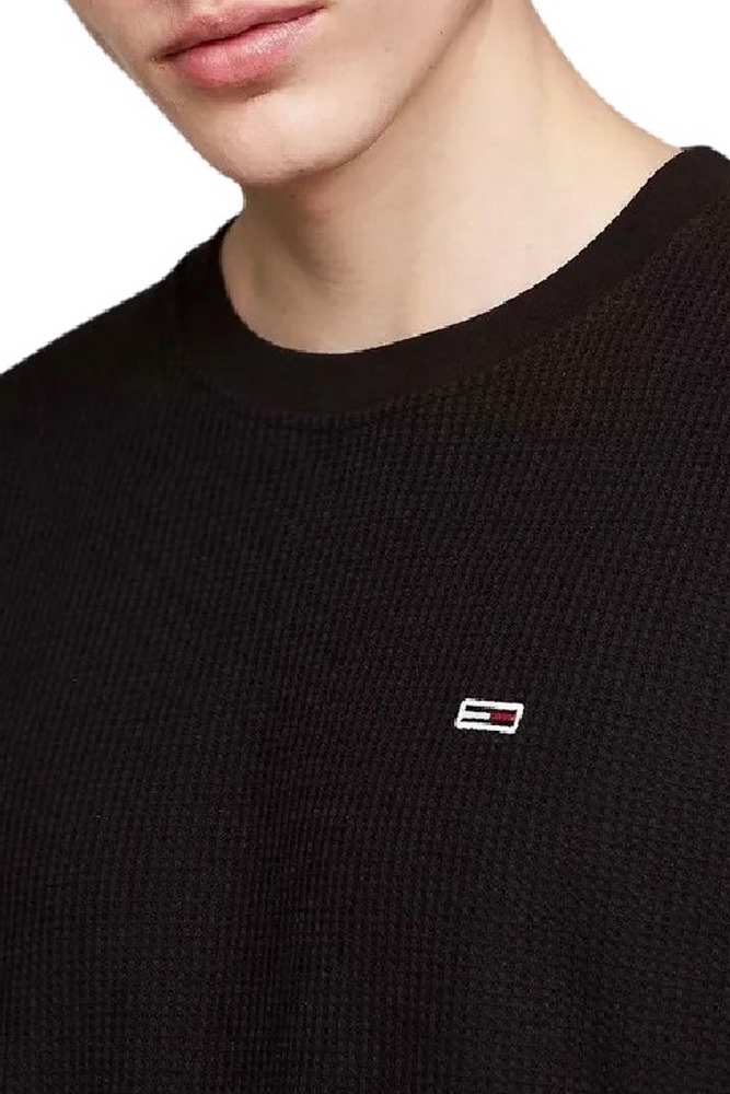 TOMMY HILFIGER REG WAFFLE L/S TEE ΜΠΛΟΥΖΑ ΑΝΔΡΙΚΗ BLACK