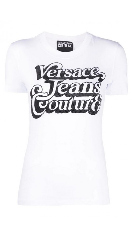 VERSACE JEANS COUTURE S LOGO SPEN CRYSTAL T-SHIRT ΓΥΝΑΙΚΕΙΟ WHITE