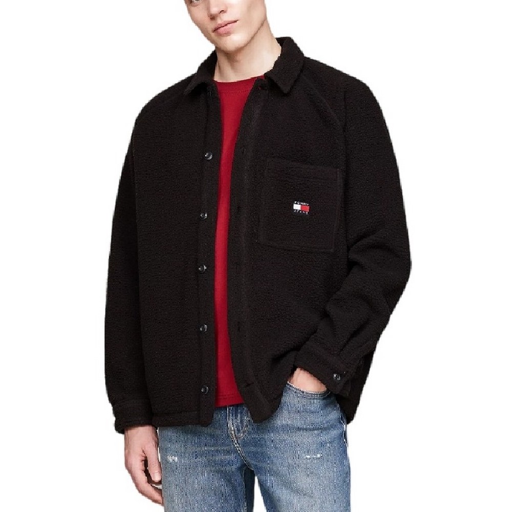 TOMMY HILFIGER  XS BADGE TEDDY OVERSHIRT ΠΟΥΚΑΜΙΣΟ ΑΝΔΡΙΚΟ BLACK