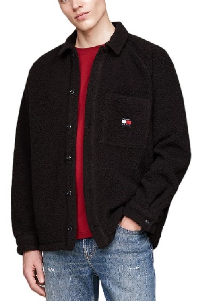 TOMMY HILFIGER  XS BADGE TEDDY OVERSHIRT ΠΟΥΚΑΜΙΣΟ ΑΝΔΡΙΚΟ BLACK