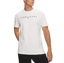 TOMMY JEANS REG LINEAR LOGO TEE EXT T-SHIRT ΜΠΛΟΥΖΑ ΑΝΔΡΙΚΗ WHITE