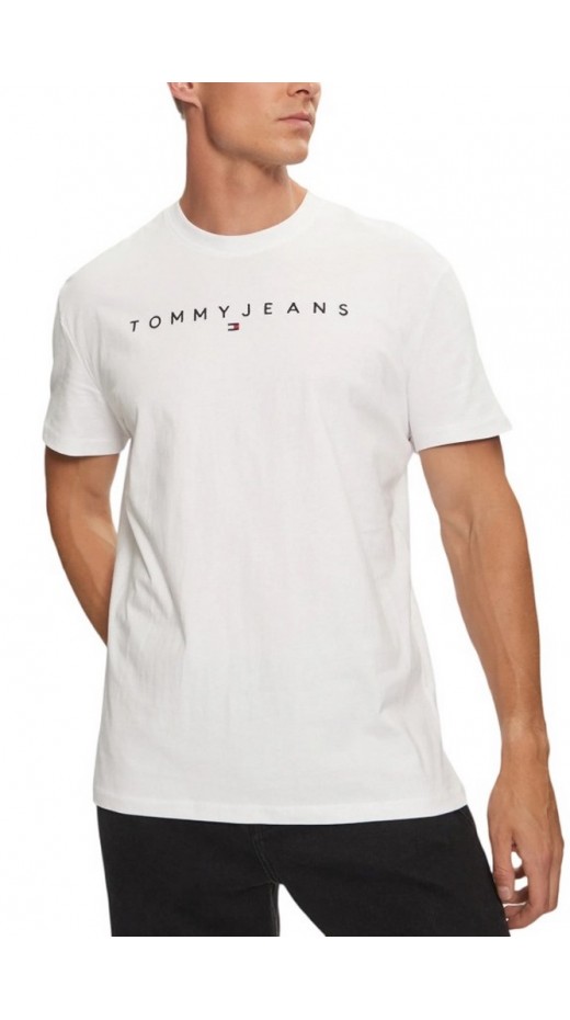 TOMMY JEANS REG LINEAR LOGO TEE EXT T-SHIRT ΜΠΛΟΥΖΑ ΑΝΔΡΙΚΗ WHITE