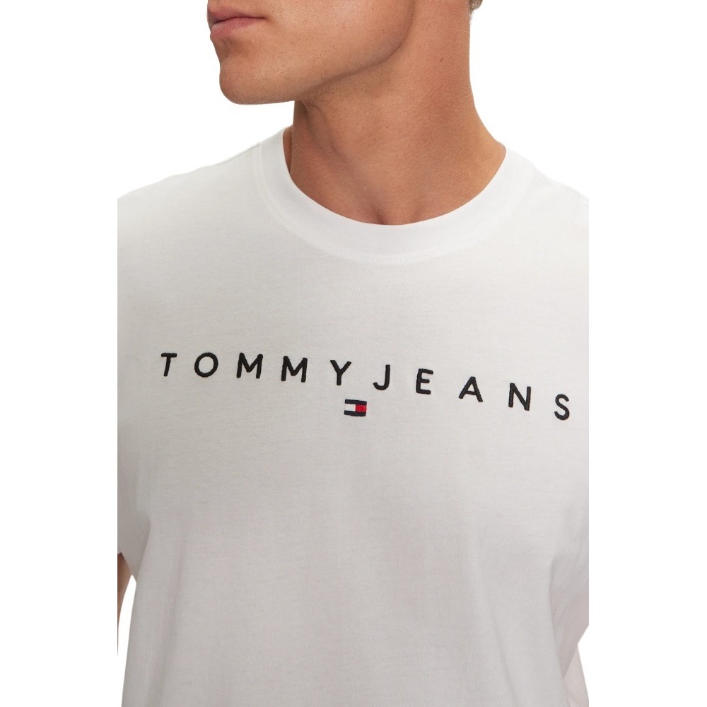 TOMMY JEANS REG LINEAR LOGO TEE EXT T-SHIRT ΜΠΛΟΥΖΑ ΑΝΔΡΙΚΗ WHITE