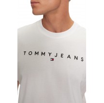 TOMMY JEANS REG LINEAR LOGO TEE EXT T-SHIRT ΜΠΛΟΥΖΑ ΑΝΔΡΙΚΗ WHITE