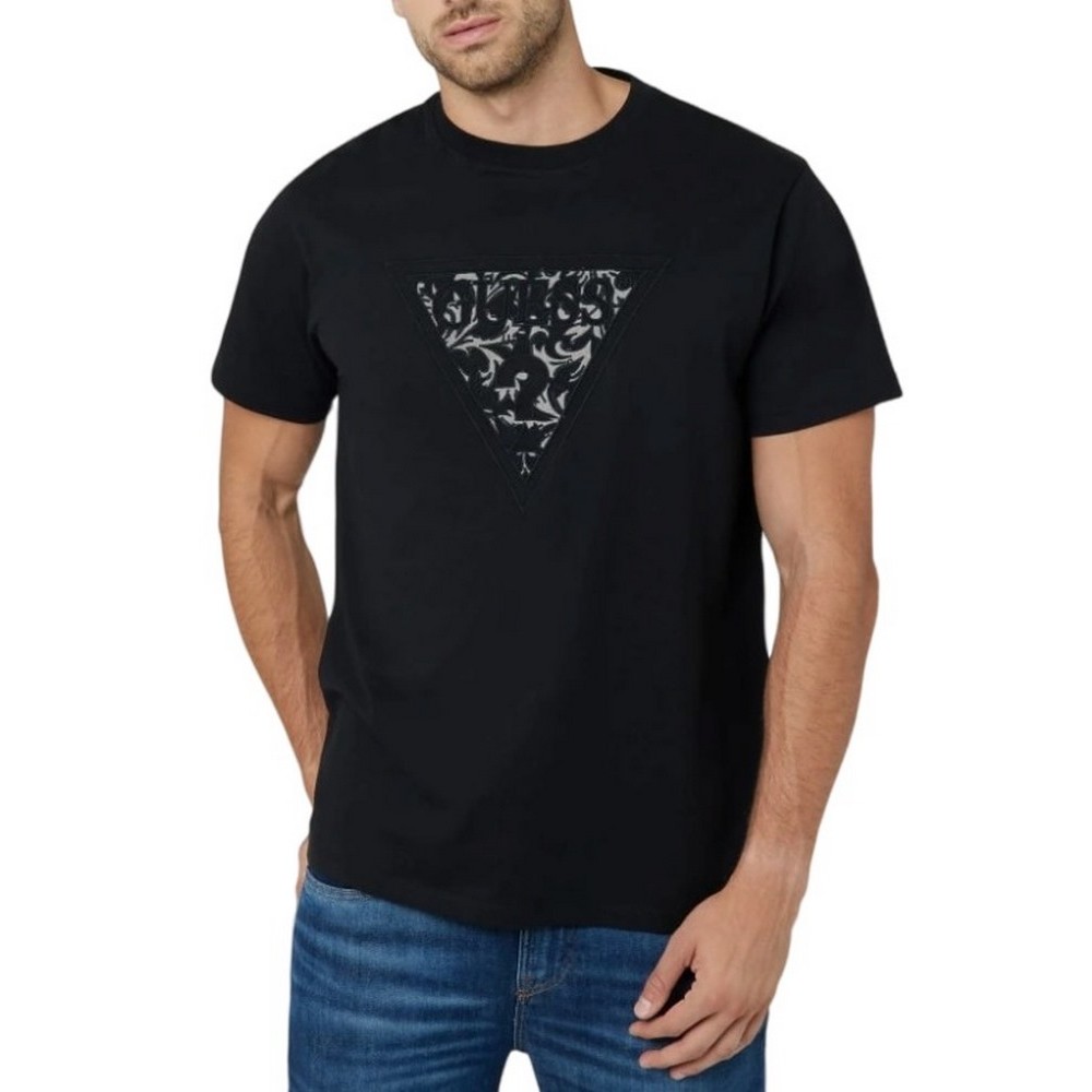 GUESS CN EMBROIDERED T-SHIRT ΜΠΛΟΥΖΑ ΑΝΔΡΙΚΗ BLACK