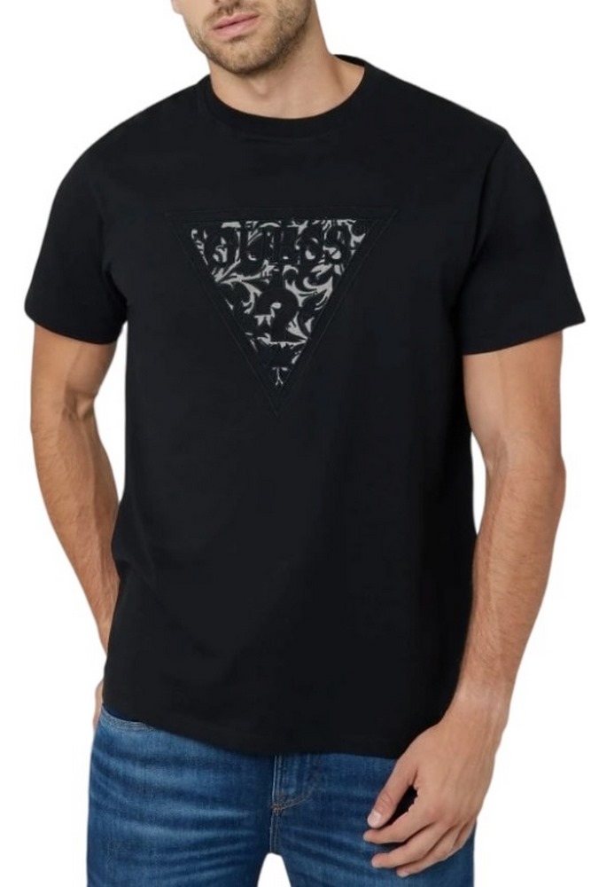 GUESS CN EMBROIDERED T-SHIRT ΜΠΛΟΥΖΑ ΑΝΔΡΙΚΗ BLACK