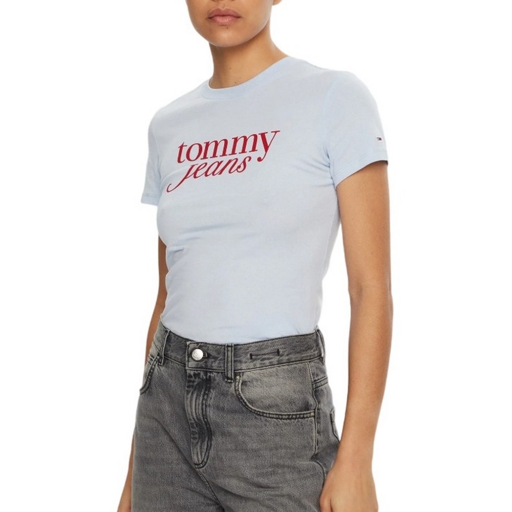 TOMMY JEANS SLIM ESSENTIAL LOGO TEE EXT T-SHIRT ΜΠΛΟΥΖΑ ΓΥΝΑΙΚΕΙΑ CIEL